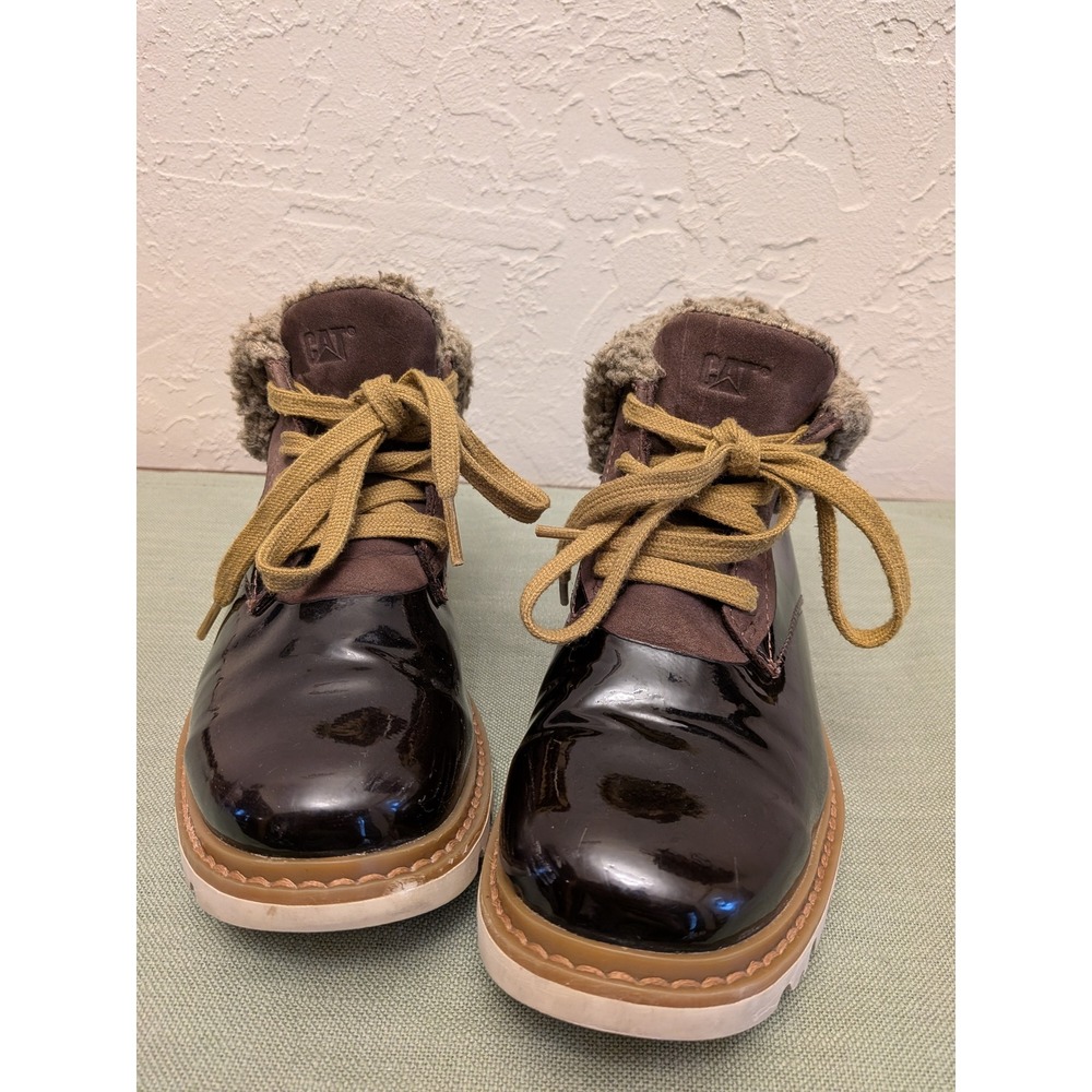 Caterpillar CAT Work Boots Tan‎ Leather Steel Toe Safety Ankle5.5